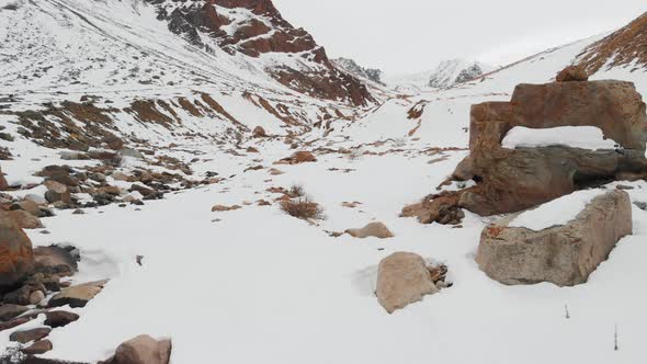 Aerial Landscape of Beautiful Winter Mountains