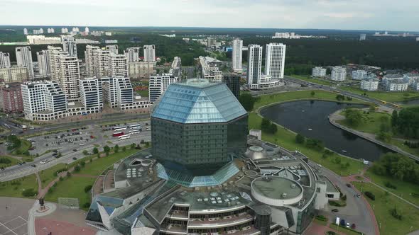 Top View of the National Library in Minskthe Capital of the Republic of Belarus a Public Building