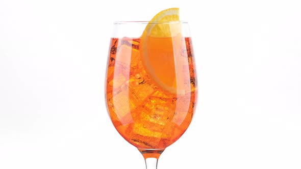 Aperol Spritz Cocktail with ice isolated on white background