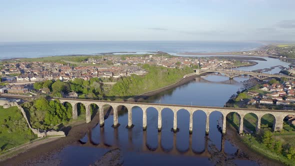 The Picturesque Seaside Town of Berwick Upon Tweed inn England Seen From The Air