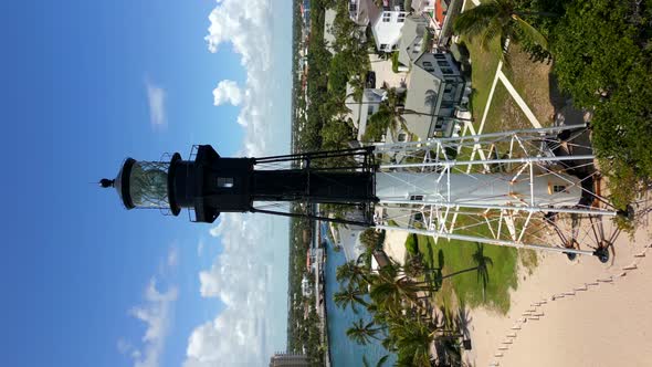 Vertical Aerial Orbit Hillsboro Lighthouse Fl Usa