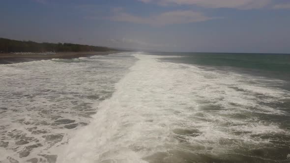 Water Surface with Big Waves Aerial View