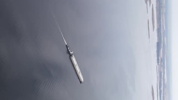 Vertical Video Aerial View of the Dnipro River  the Main River of Ukraine