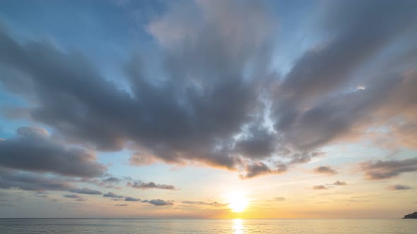 Time Lapse Beautiful Sky In Sunset Over The Sea.