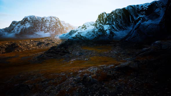 Mountains with Snow and Dry Hills in Chile