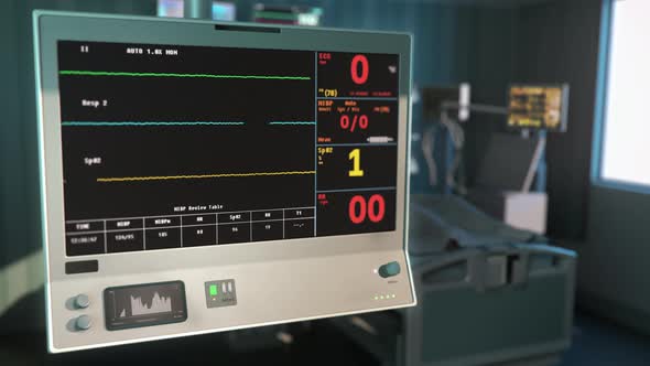 ECG Computer Equipment Shows Heart Of Patient In Critical Health Emergency alt