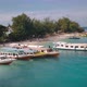 Traditional Indonesian boats moored on tropical Gili Island beach, aerial - VideoHive Item for Sale