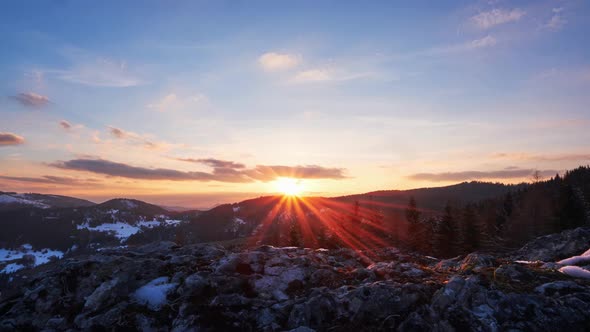 Scene Nature Sunset at Mountains