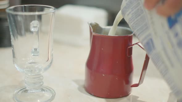 Barista Makes Coffee on a Coffee Machine