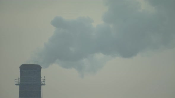 Smoke Comes From the Chimney. Air Pollution. Ecology. Kyiv. Ukraine.