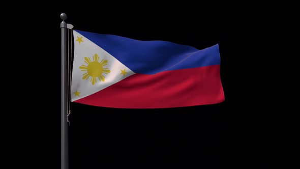 Philippines Flag On Flagpole With Alpha Channel