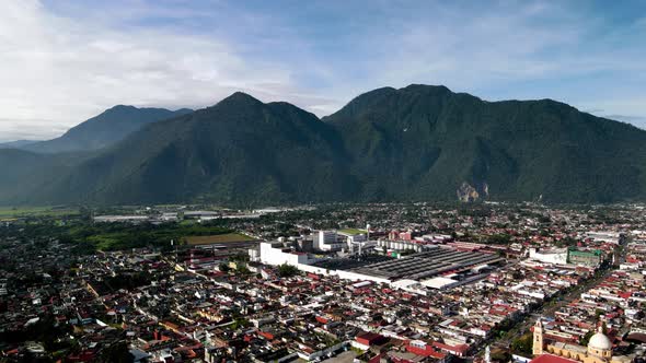 Drone view of huge beer factory in Veracruz Mexico