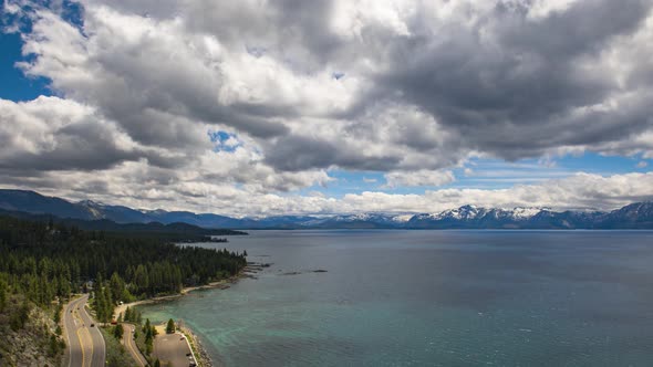 Timelapse of Clouds Moving Over Lake Tahoe California