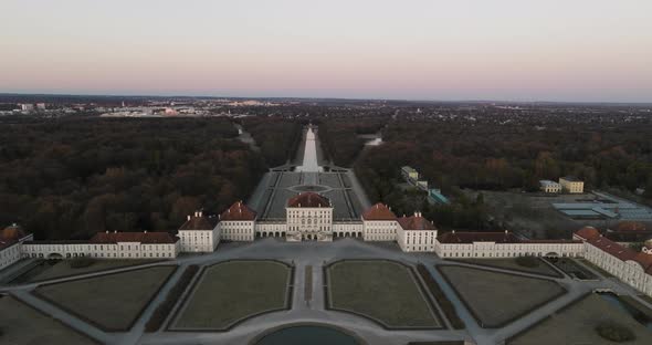 Aerial 5K Drone Over Royal Nymphenburg Castle In Munich, Germany At Sunset