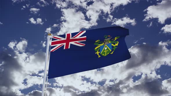 Pitcairn Islands Flag With Sky 4k