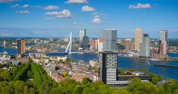 View of Rotterdam City and the Erasmus Bridge Erasmusbrug