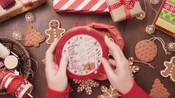 Packaging traditional home made gingerbread cookies as food gifts.