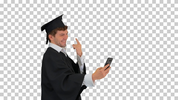 Graduate student taking selfie with different, Alpha Channel