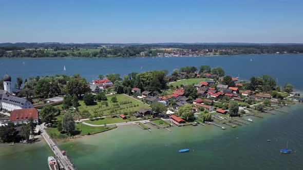 Aerial View of Frauenchiemsee (Fraueninsel), Germany