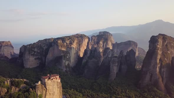 Valley of Meteora with Roussanou Monastery in Front