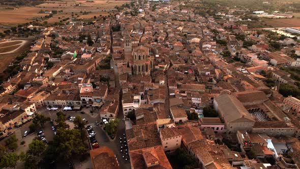 Aerial View on Old Town Sineu in Mallorca