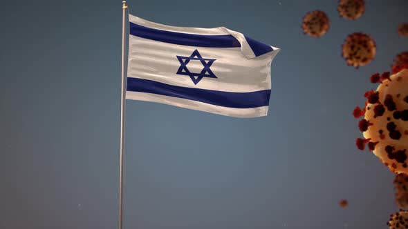 Israel Flag With Corona Virus Attack 4K alt