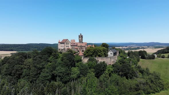 Aerial shot of Ronneburg Castle in Germany