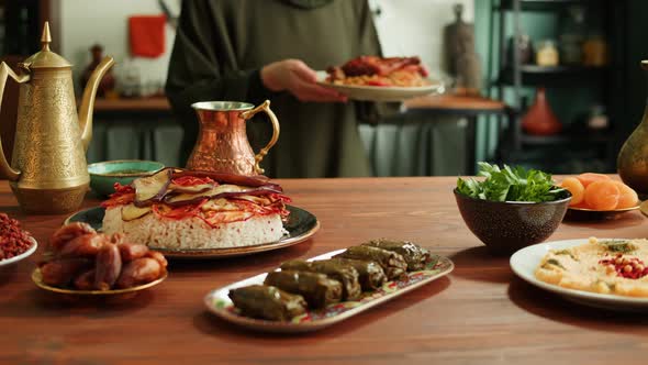 Kabsa Maqluba Dolma Tabbouleh Closeup Rice and Meat Dish Middle Eastern National Traditional Food