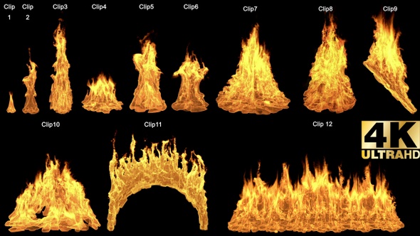 Fire Elements V1(Pack of12) (4K) (Seamless Looping)
