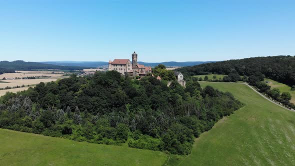 Aerial shot of Ronneburg Castle in Germany