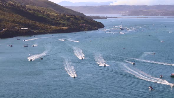 Heavy marine traffic on the day MV Katharine yacht departs Knysna port