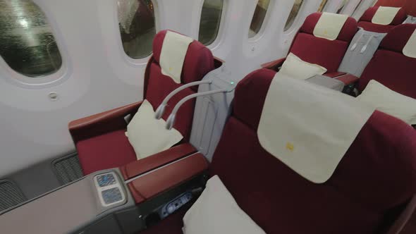 Jet airplane interior view business class