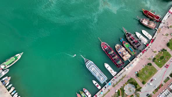 Pirate Harbor aerial view Turkey Alanya 4 K