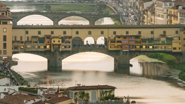 Time Lapse of Florence Ponte Vecchio Bridge Italy