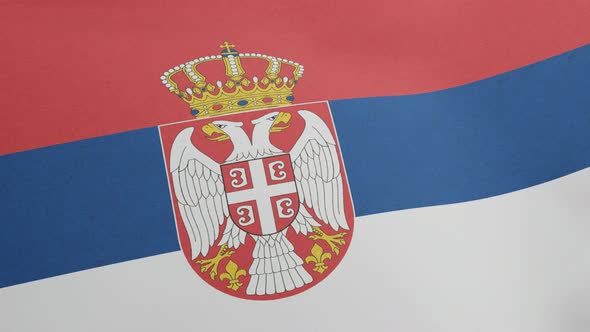 National Flag of Serbia Waving Original Colors 3D Render Republic of Serbia Flag Textile Zastava