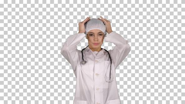 Medical Doctor with Stethoscope Putting, Alpha Channel