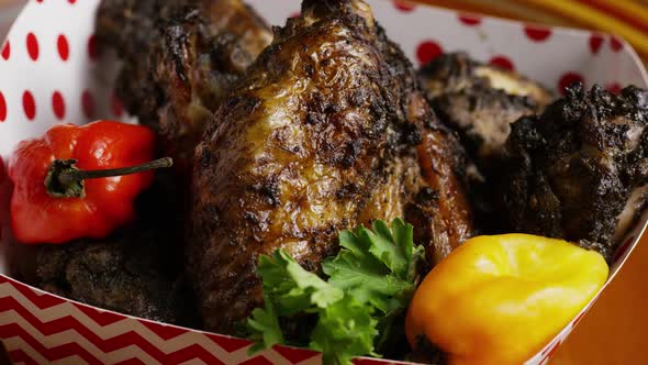 Rotating shot of delicious, chicken wings 