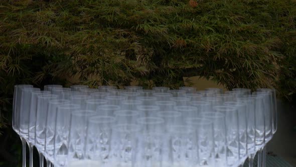 Champagne glasses at a wedding ceremony in Switzerland.