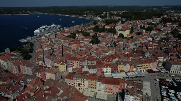 Aerial Drone Shot of Dubrovnik Croatia Buildings and Architecture At Sunset