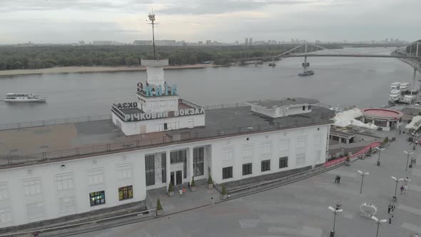 River Station in Kyiv. Ukraine. Aerial