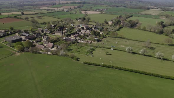 Hidcote Boyce Small Village, Hamlet North Cotswolds Aerial Spring Landscape Colour Graded