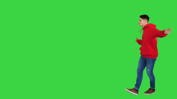 Trendy Dancer Man Walking and Dancing on a Green Screen, Chroma Key