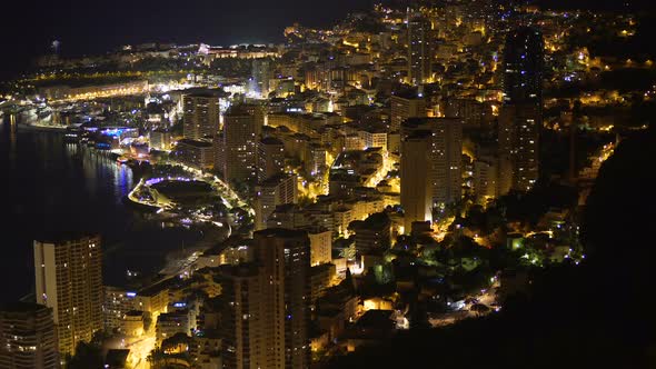 Panoramic view of large city-state located on French Riviera in Western Europe