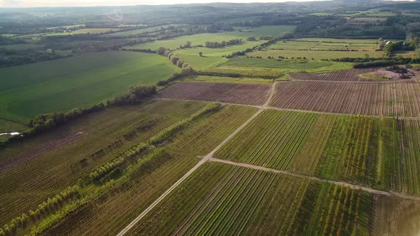 Flying over agricultural field