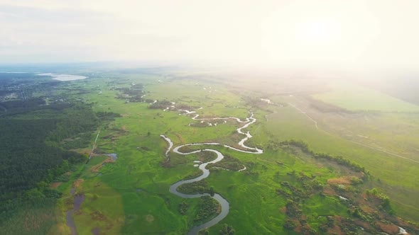 River Panorama. Turn Right. High Up Flight