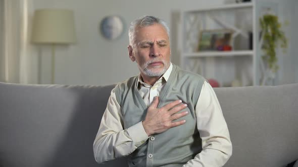 Elder Man Feeling Sharp Pain in Chest and Back, Risk of Heart Attack, Cardiology