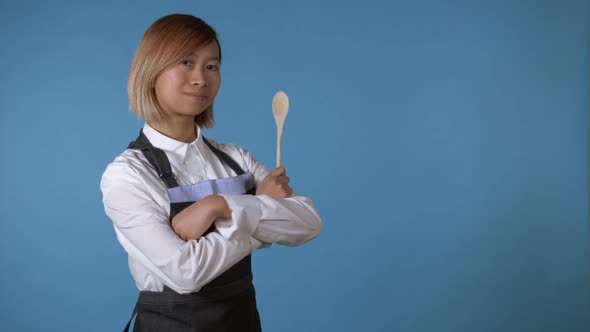 Successful Female Wearing Apron