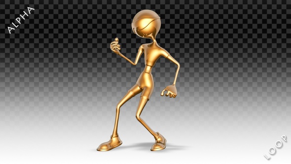 3D Gold Man - Cartoon Dance Rock Guitar