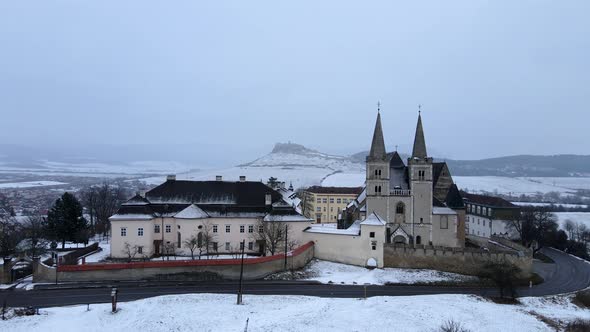 Aerial view of the Spis Chapter in the town of Spisske Podhradie in Slovakia