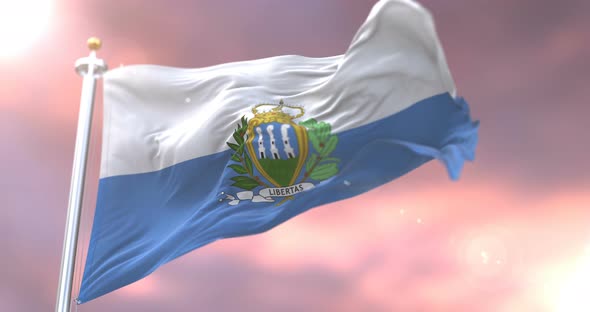 Flag of San Marino at Sunset